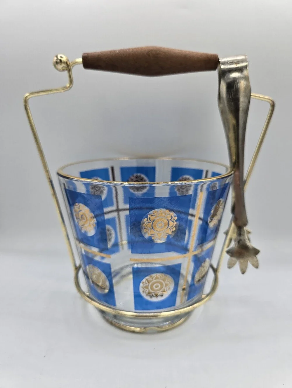 Vintage Jeannette Blue & 22K Gold Ice Bucket | MCM